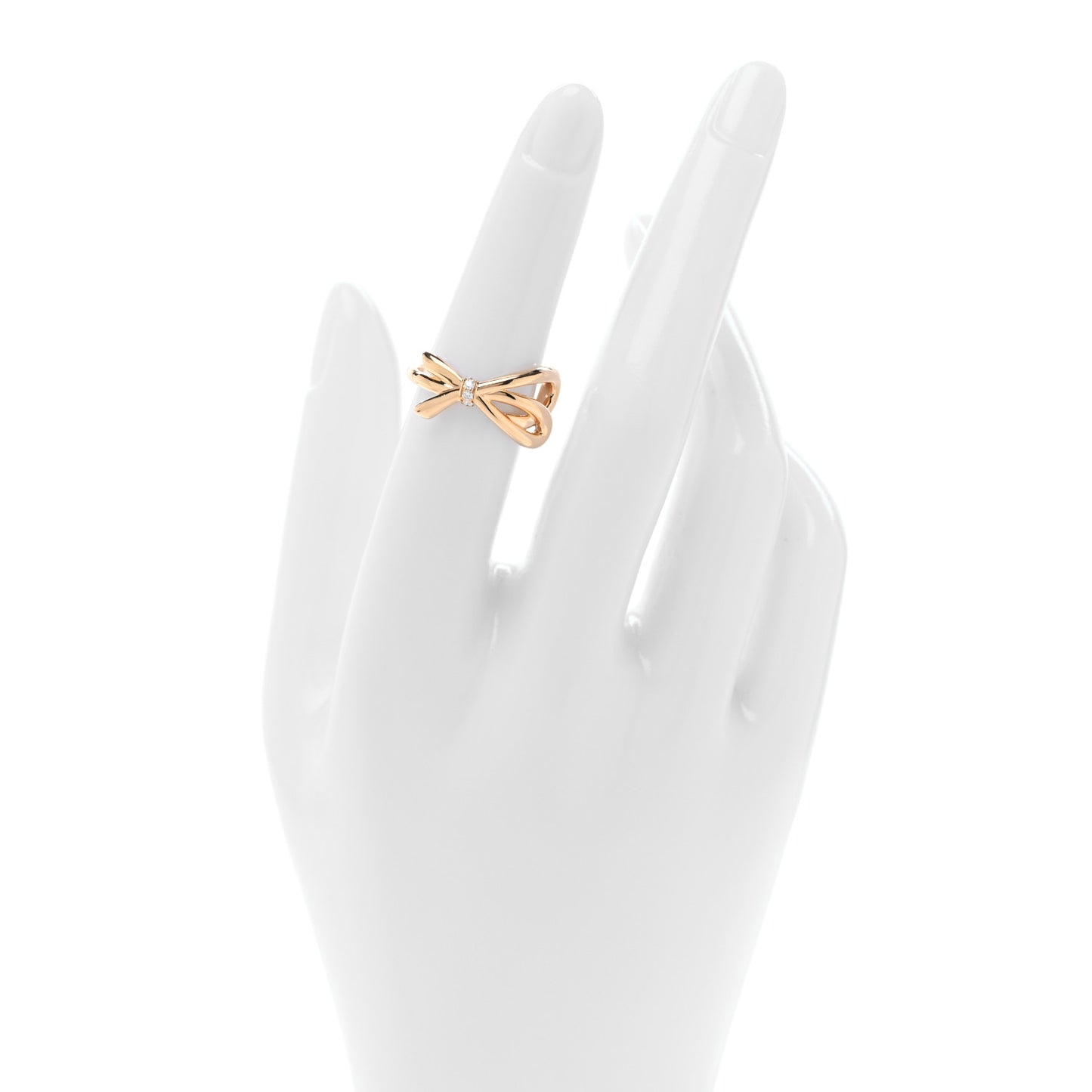 18K Rose Gold Diamond Bow Ring 49 5