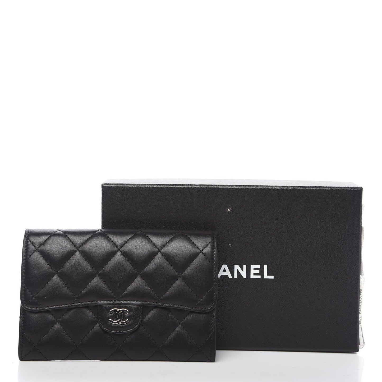 Lambskin Quilted Small Flap Wallet Black