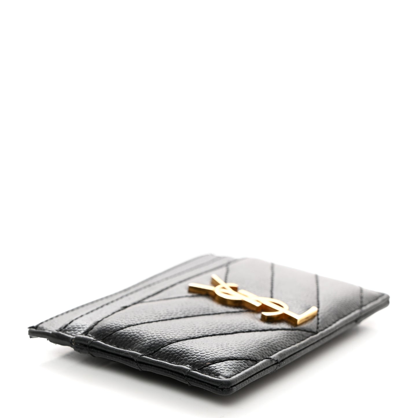 Grain De Poudre Matelasse Chevron Monogram Credit Card Case Black