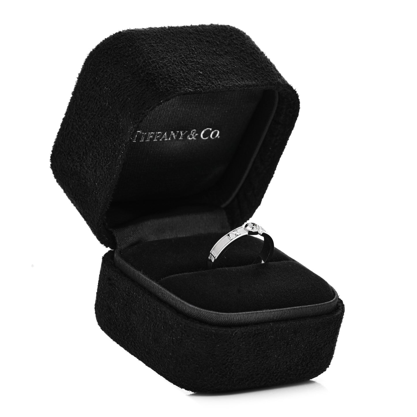 18K White Gold Diamond Atlas Solitaire Band Ring 46 3.75