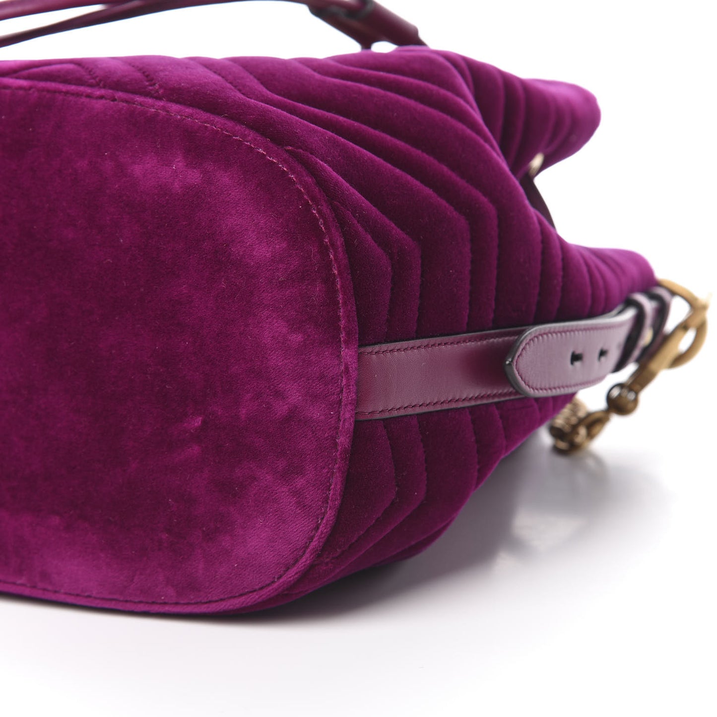 Velvet Matelasse GG Marmont Bucket Bag Fuchsia Violet Cyclamen