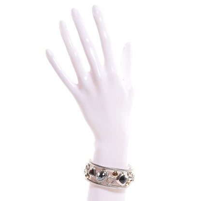 David Yurman Sterling Silver 18k Gold Pave Diamond Hematine Mosaic Cuff 2 of 5