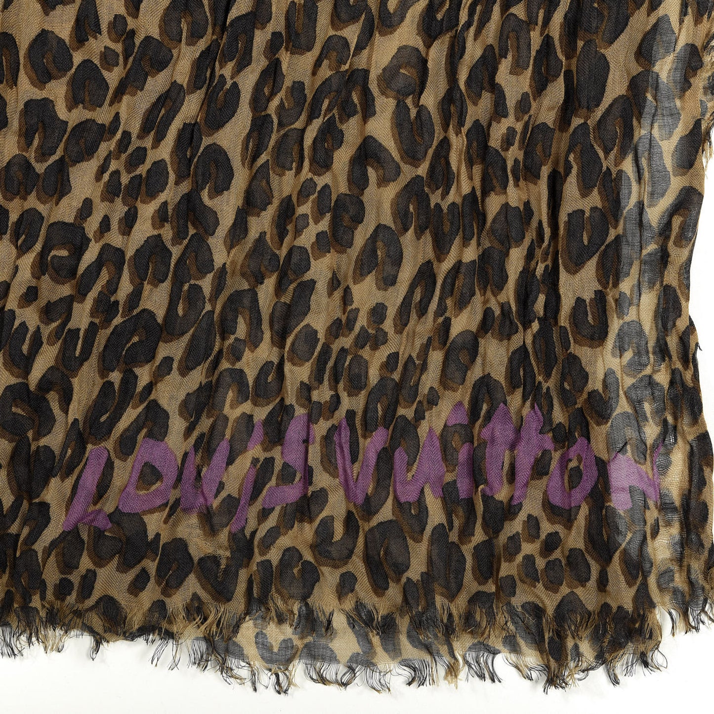 Cashmere Silk Leopard Etole Stole Marron