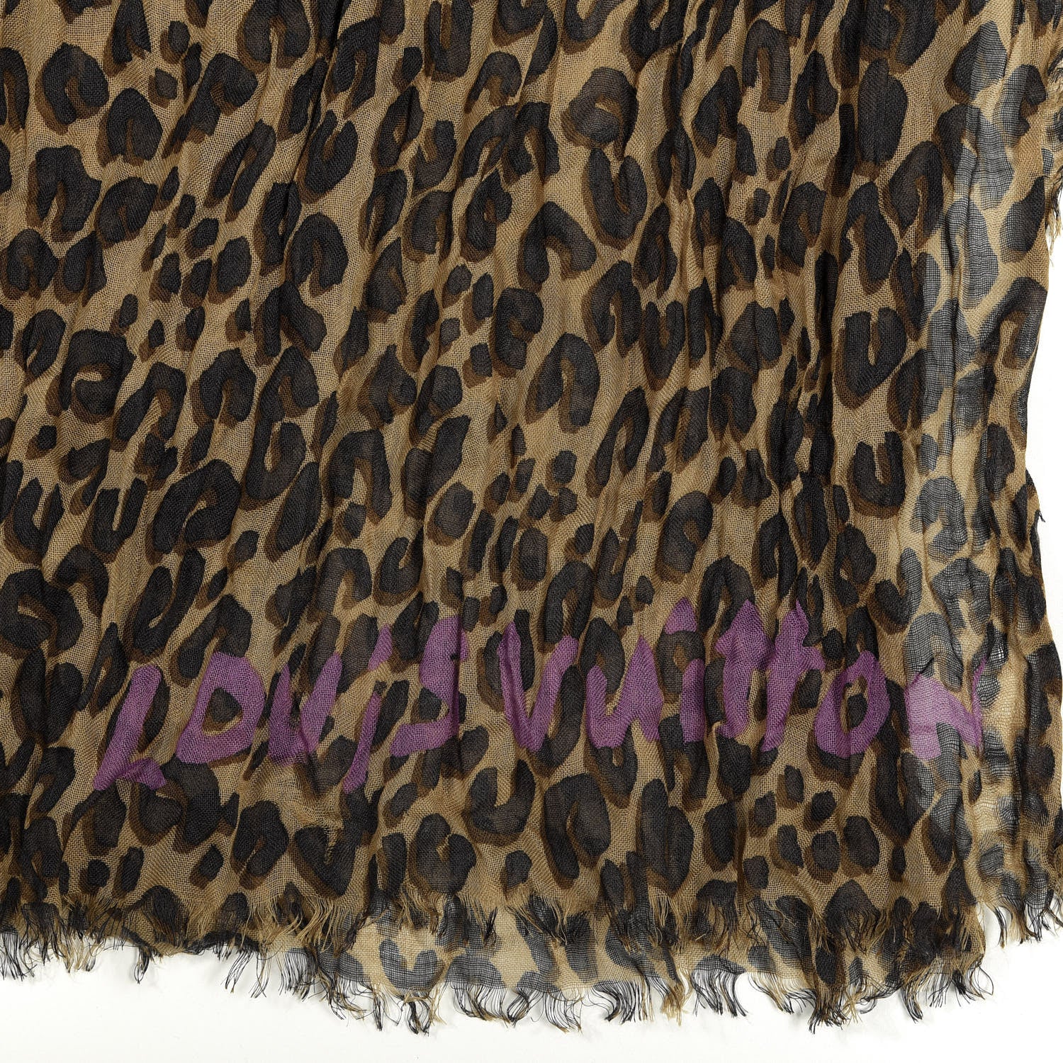 Louis Vuitton Cashmere Silk Leopard Etole Stole Marron 3 of 5