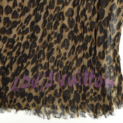 Louis Vuitton Cashmere Silk Leopard Etole Stole Marron 3 of 5