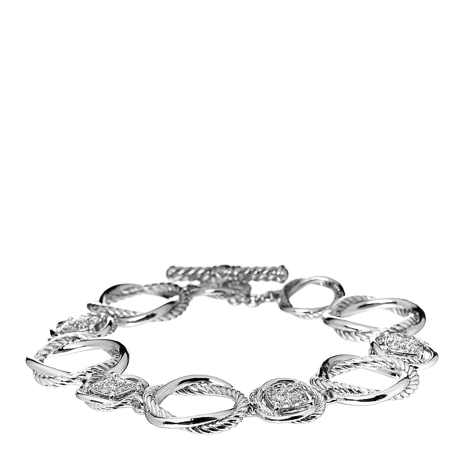 David Yurman Sterling Silver Diamond Infinity Link Bracelet 1 of 4