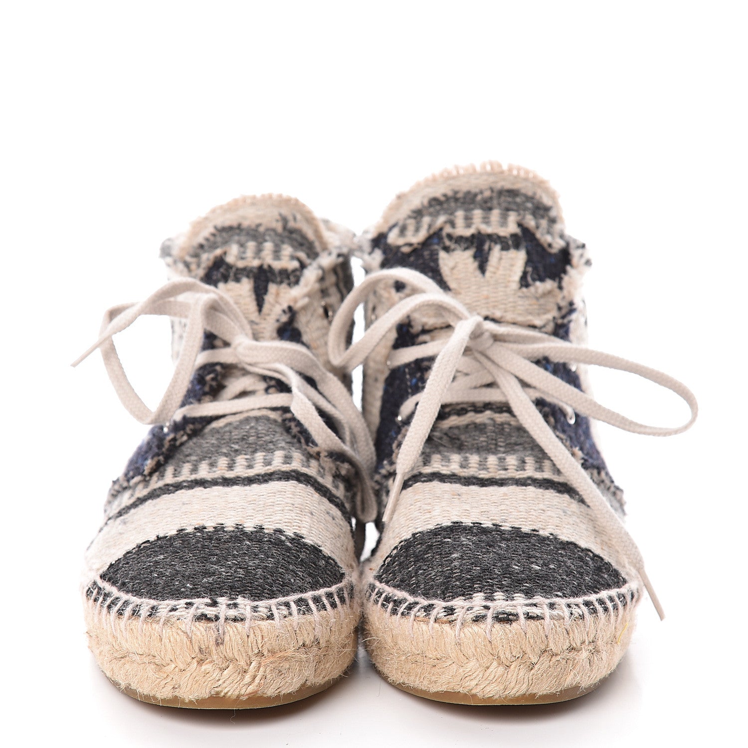 Chanel Fabric Lace Up High Top Espadrilles 37 Multicolor 2 of 15