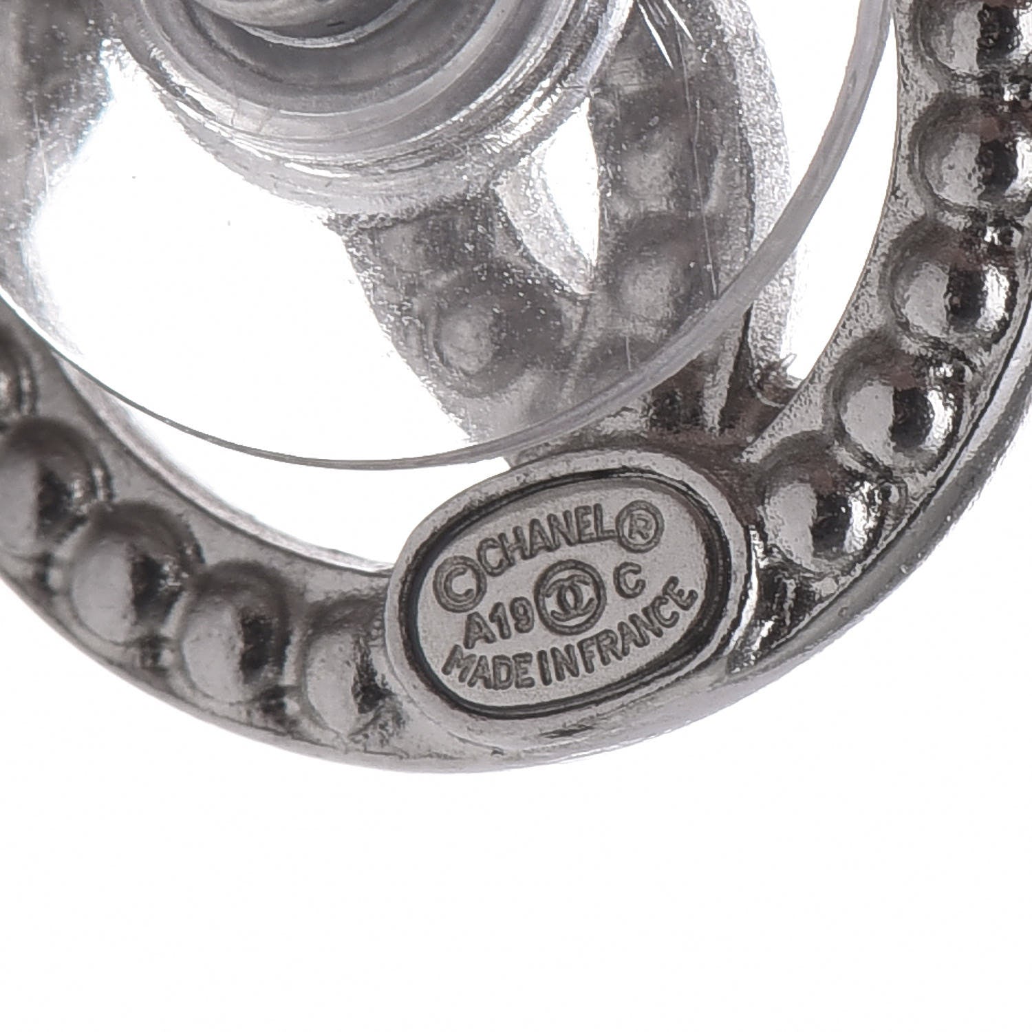 Chanel Crystal CC Round Earrings Silver 3 of 5