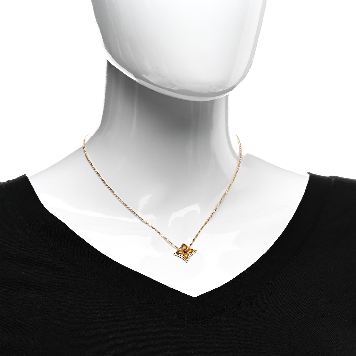 18K Yellow Gold Tiger's Eye Blossom Pendant Necklace