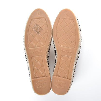 Chanel Fabric Biarritz CC Espadrilles 39 Beige Black 5 of 12