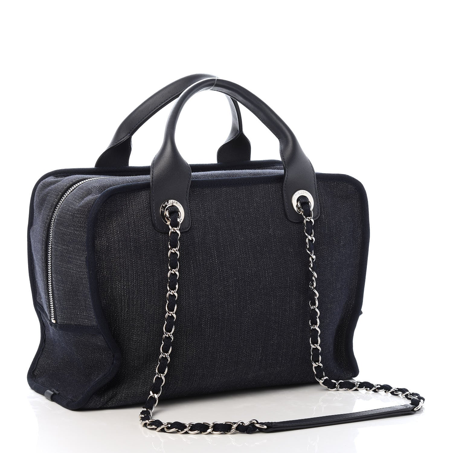 Chanel Denim Deauville Bowling Bag Dark Blue 3 of 10