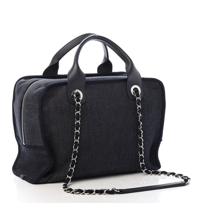 Chanel Denim Deauville Bowling Bag Dark Blue 3 of 10