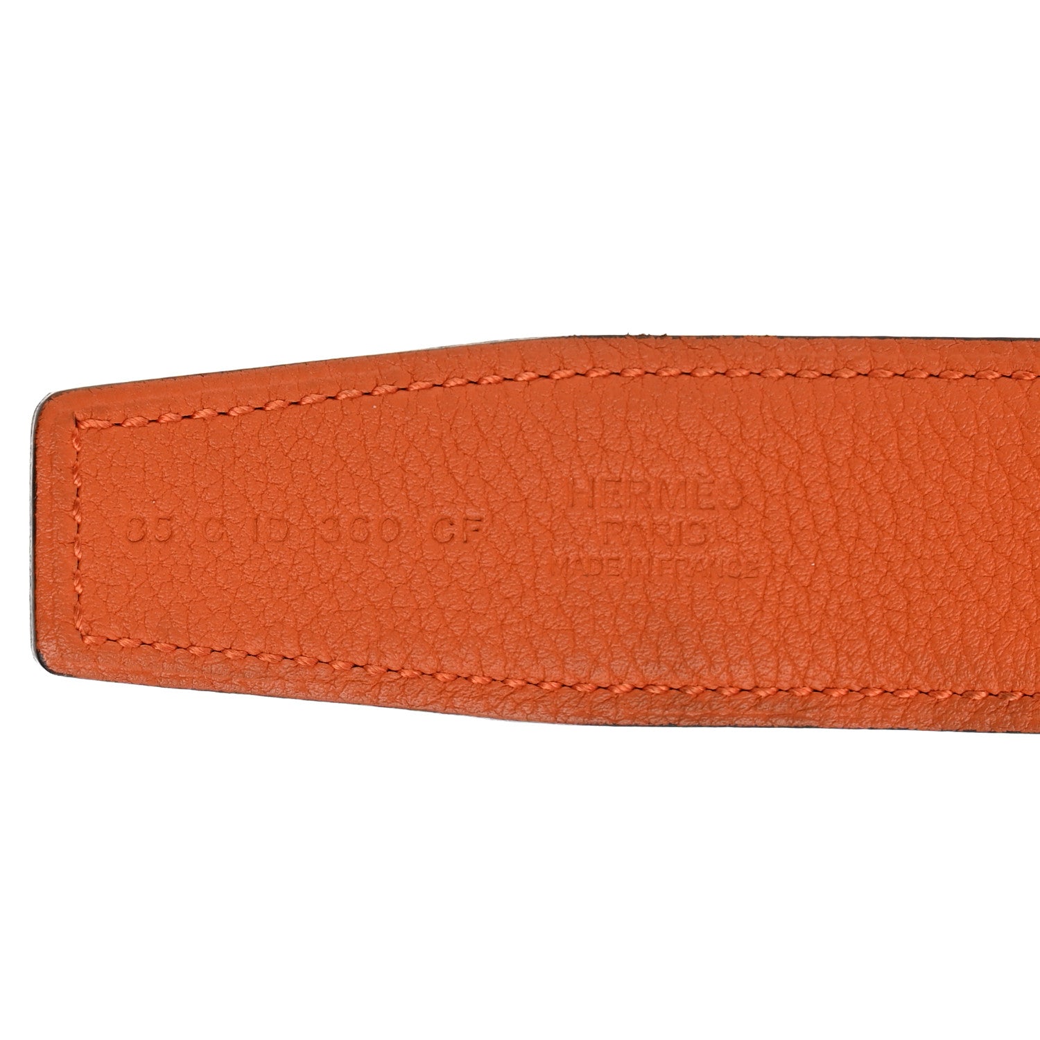 Hermes Box Togo 32mm H Belt 85/34 Black Orange 3 of 7