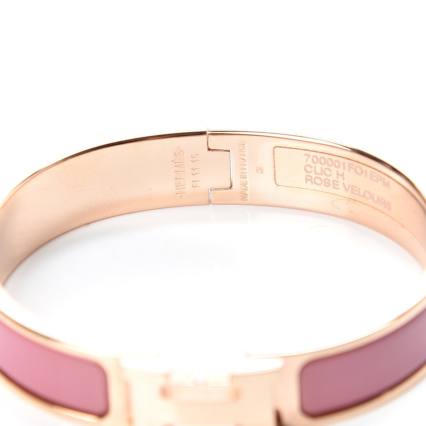 Enamel Narrow Clic Clac H Bracelet PM Rose Velours