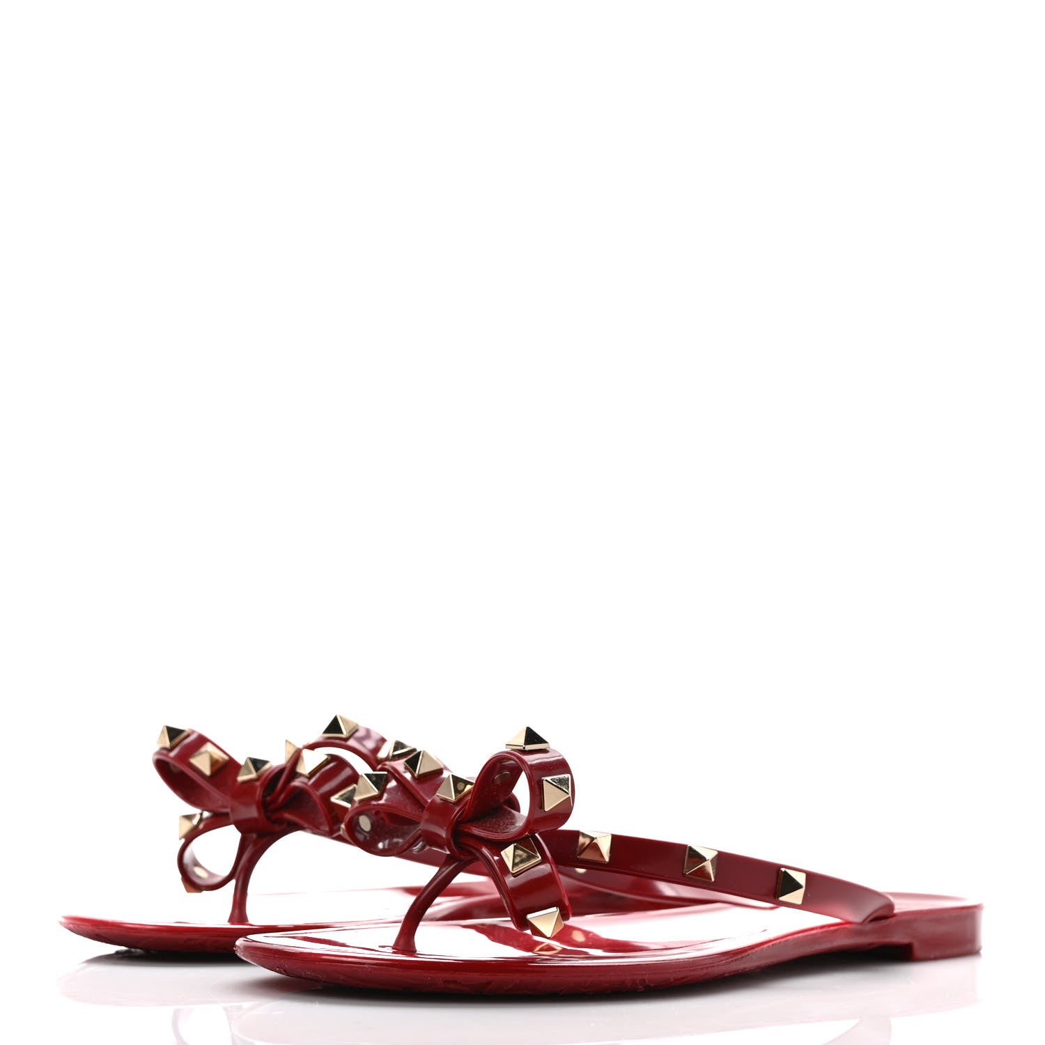 Valentino Garavani PVC Jelly Rockstud Bow Thong Sandals 37 Deep Cyclamin 3 of 8
