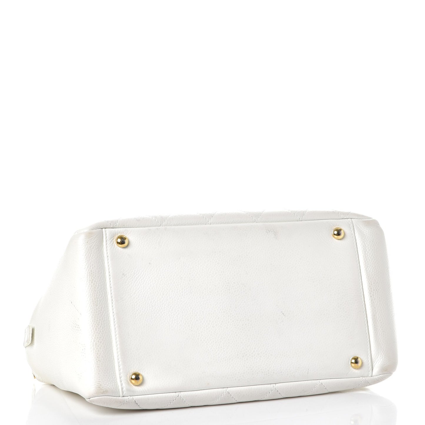 Caviar Quilted Petit Timeless Tote PTT White
