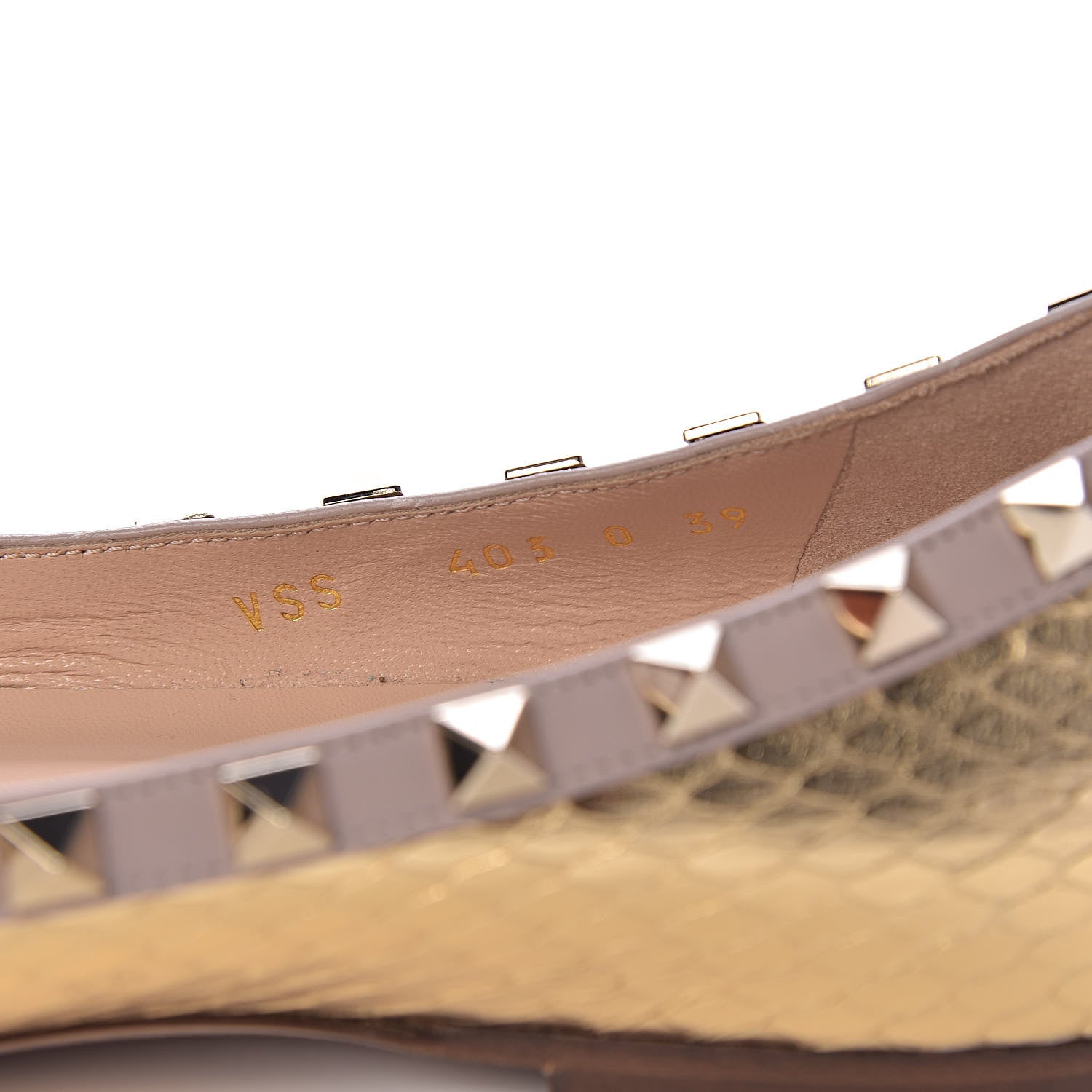 Valentino Garavani Metallic Watersnake Rockstud Ballerina Flats 39 Gold Poudre 6 of 10