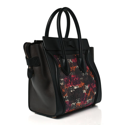 Celine Smooth Calfskin Watersnake Painted Micro Luggage Dark Pink 2 of 8