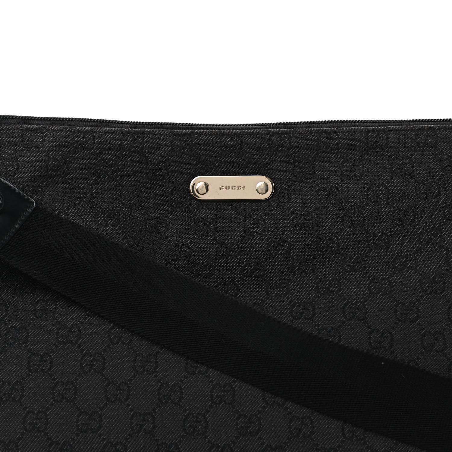 Gucci Denim Monogram Flat Messenger Bag Black 8 of 11