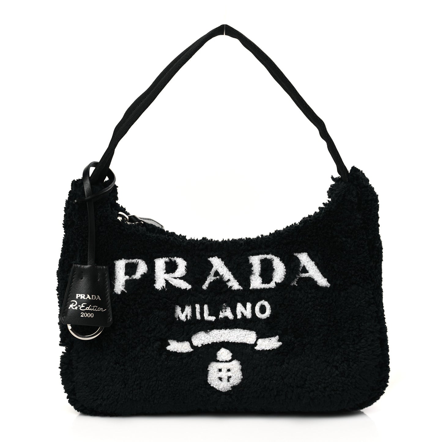 Terry Cloth Mini Re-Edition 2000 Bag Black White