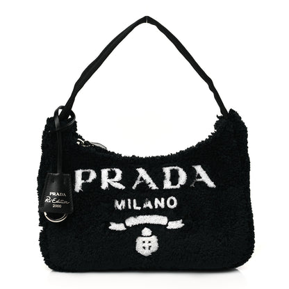 Prada Terry Cloth Mini Re-Edition 2000 Bag Black White 1 of 11