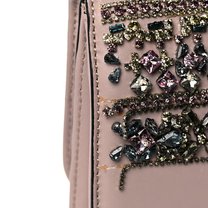 Valentino Garavani Vitello Crystal Embellished Medium Glam Lock Rockstud Flap Poudre 16 of 28