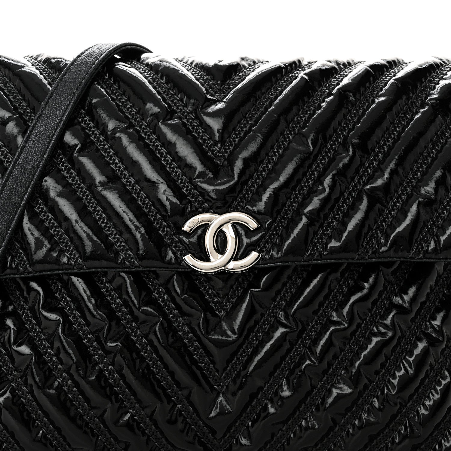 Chanel Lame Chevron Quilted Space Suit Flap Black 8 of 10
