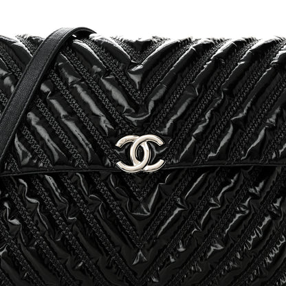 Chanel Lame Chevron Quilted Space Suit Flap Black 8 of 10