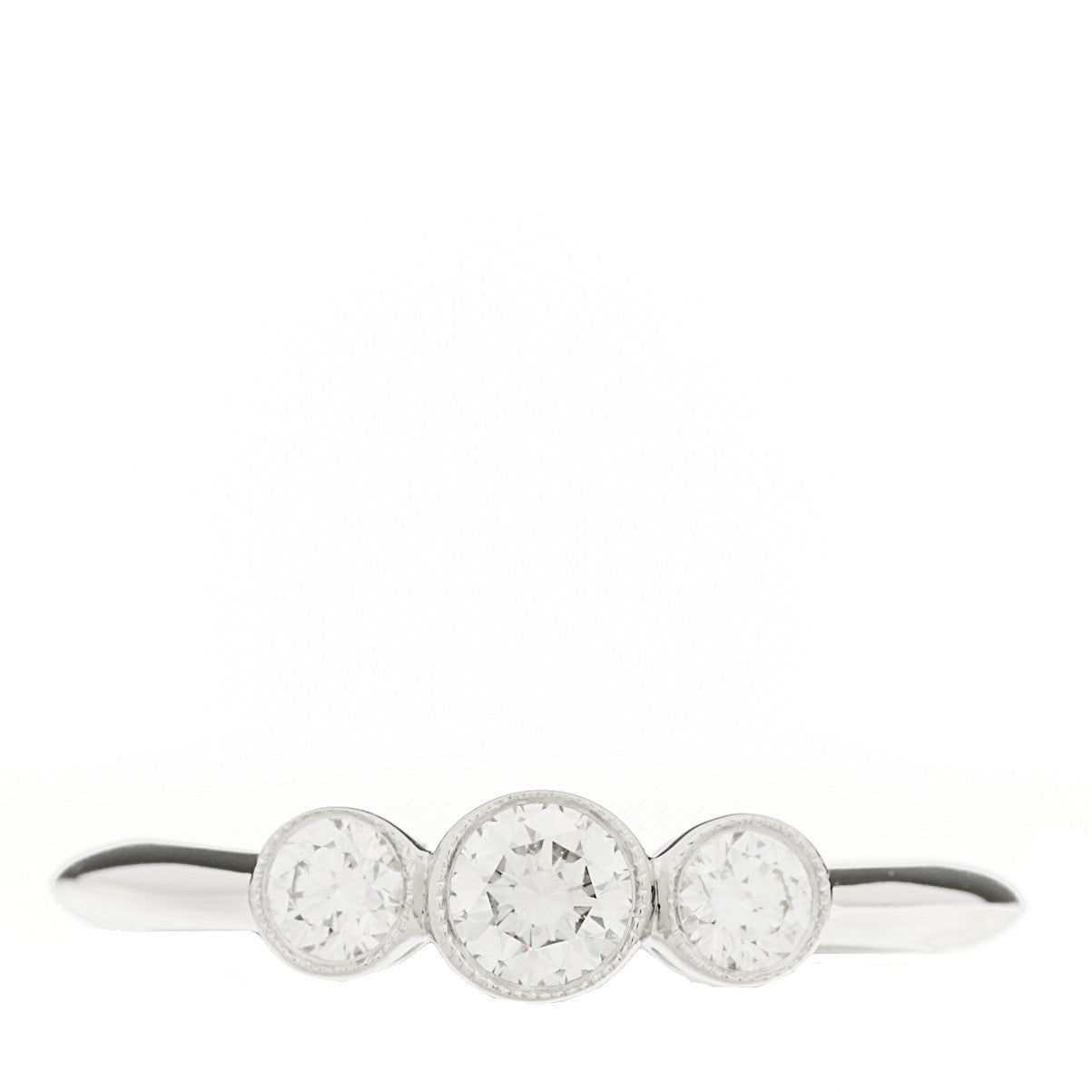 Tiffany Platinum Diamond Three Stone Milgrain Ring 49 5 1 of 5