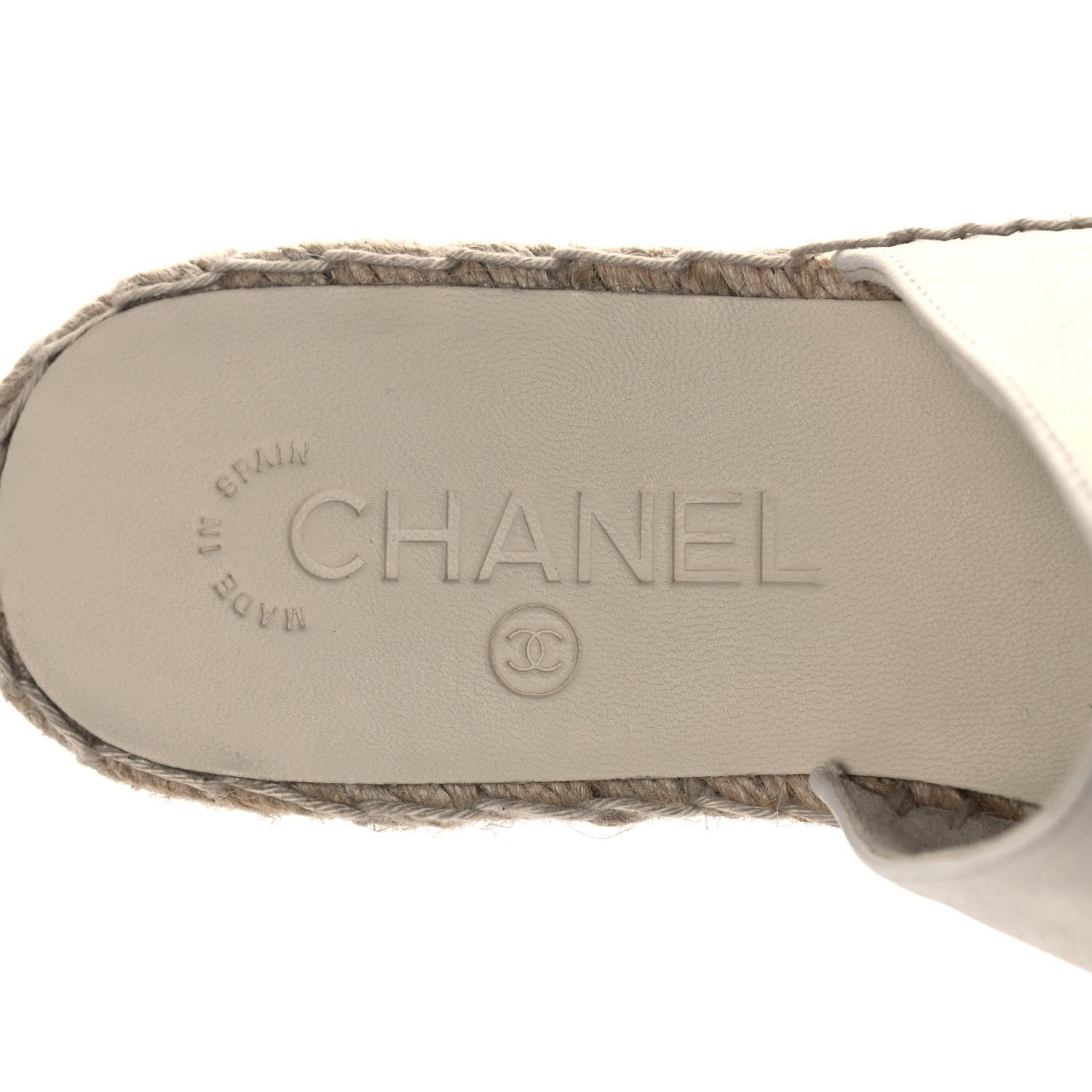 Chanel Iridescent Goatskin CC Espadrille Mules 37 Ivory Black 9 of 10
