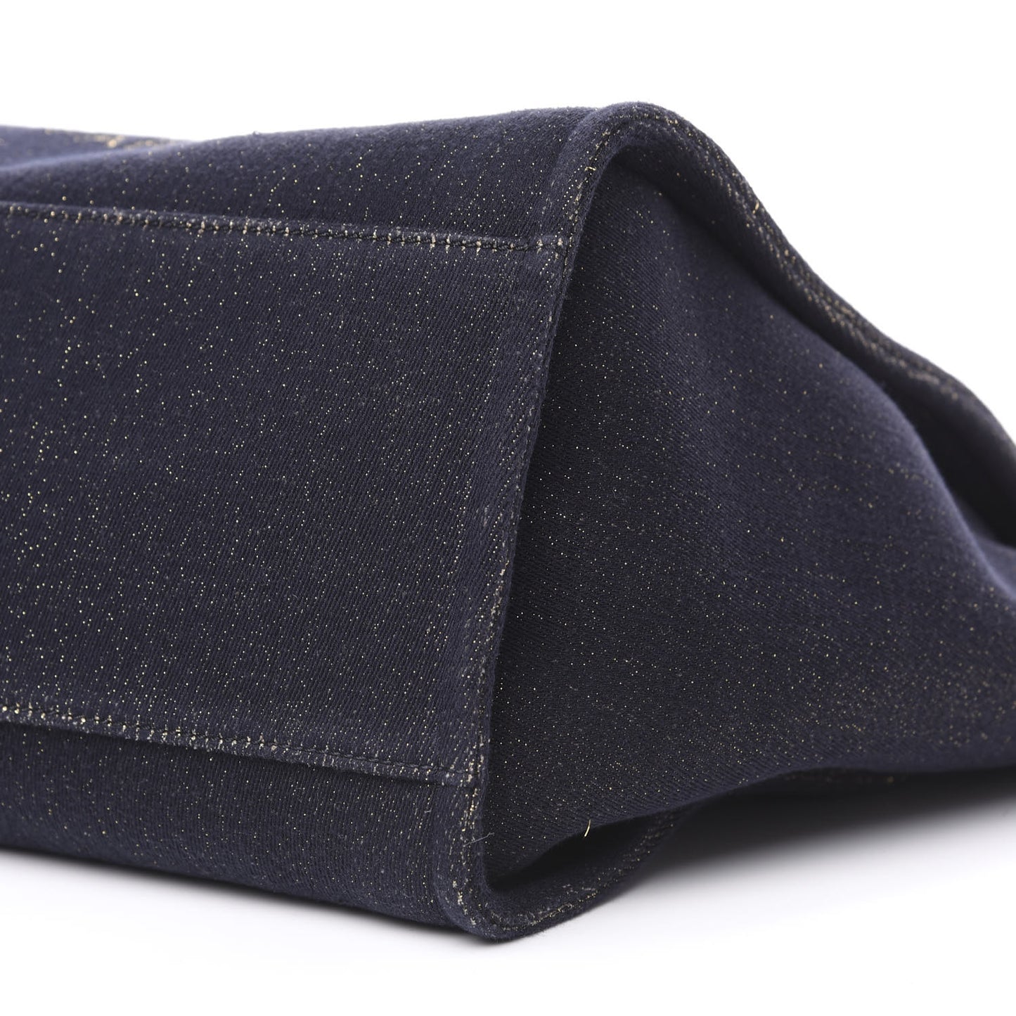 Lurex Canvas Medium Deauville Tote Navy Blue Gold