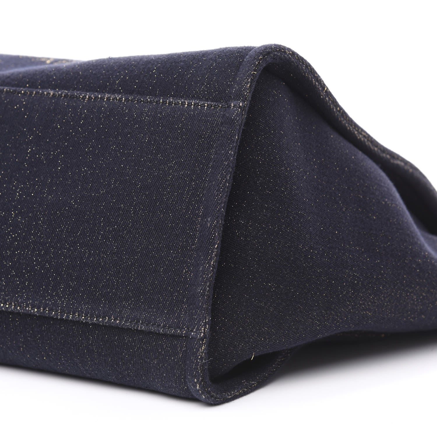 Chanel Lurex Canvas Medium Deauville Tote Navy Blue Gold 8 of 9