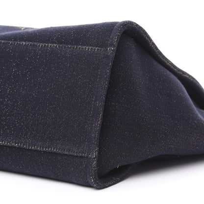Chanel Lurex Canvas Medium Deauville Tote Navy Blue Gold 8 of 9
