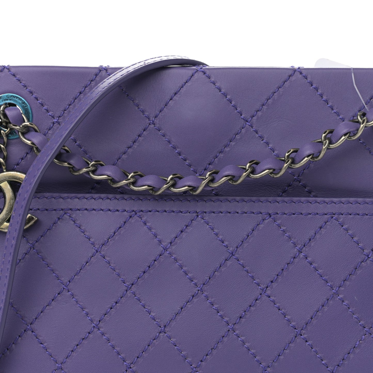 Calfskin Wild Stitch Small Shopping Tote Purple