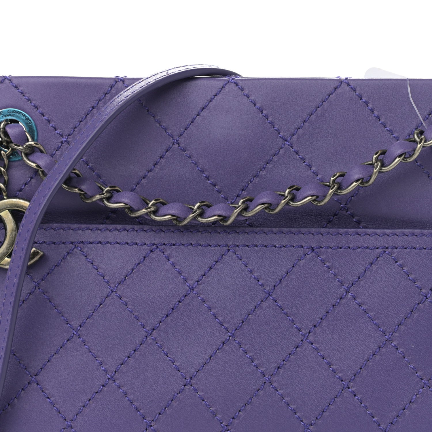 Chanel Calfskin Wild Stitch Small Shopping Tote Purple 8 of 11