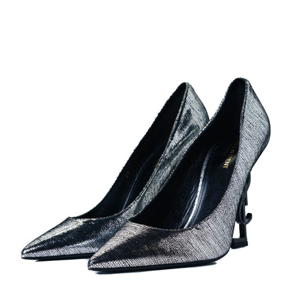 Saint Laurent Metallic Calfskin Opyum 110 Pumps 42 Argento 2 of 8