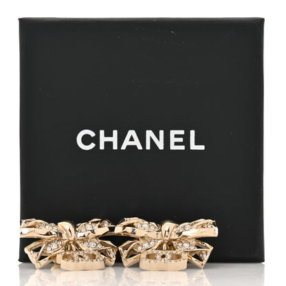 Chanel Crystal CC Bow Drop Earrings Gold 5 of 5