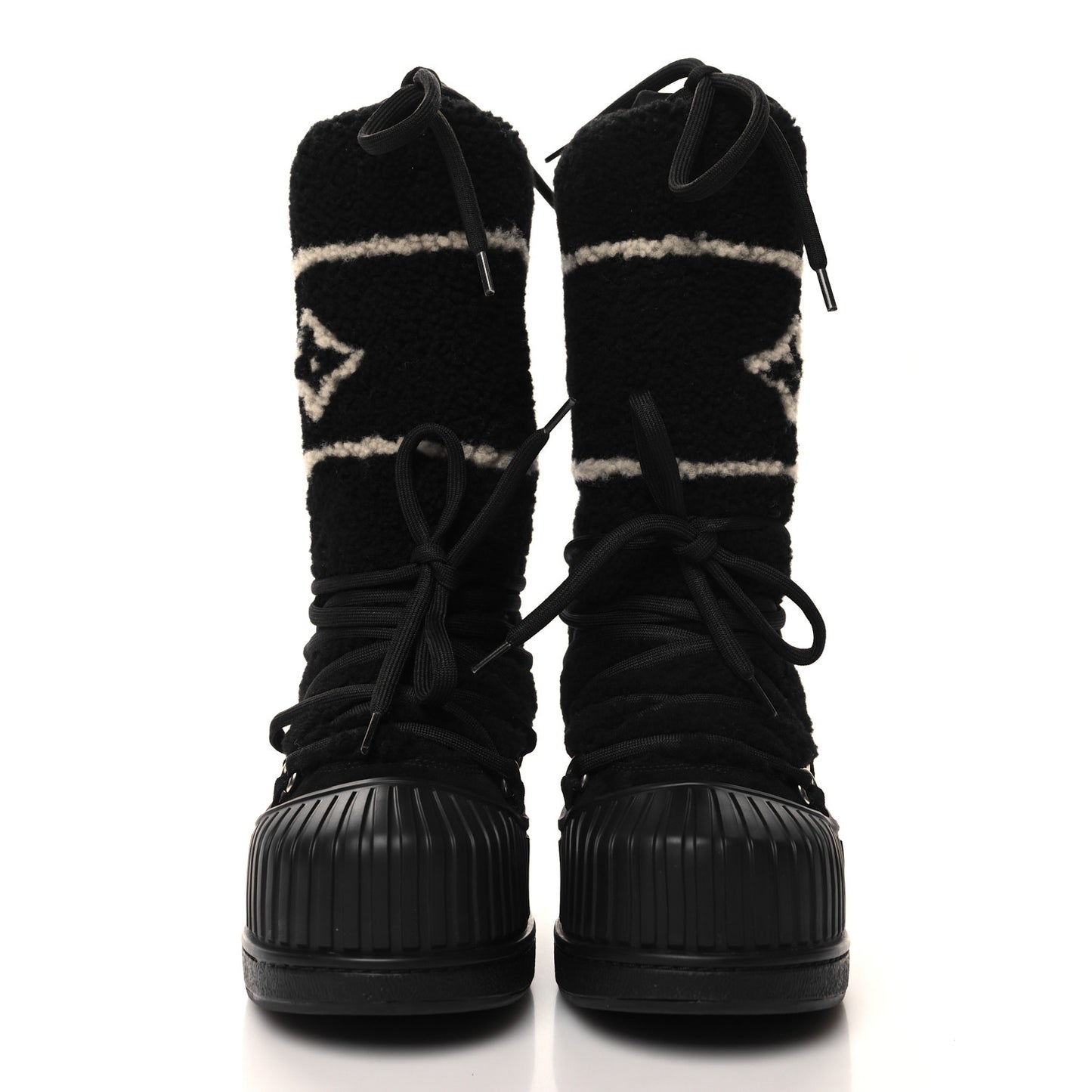 Suede Shearling Polar Flat High Boots 36 Black