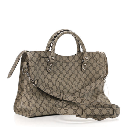 Balenciaga X GUCCI GG Supreme Monogram Neo Classic Silver Hardware City Beige Ebony 3 of 10