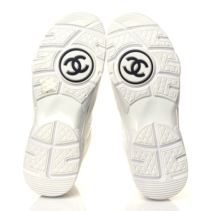 Chanel Suede Calfskin Fabric CC Sneakers 40.5 White 6 of 6