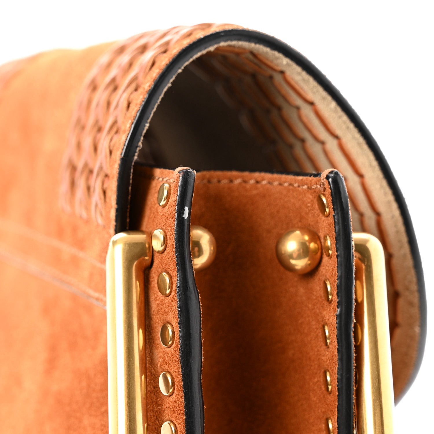 Chloe Suede Calfskin Braided Small Hudson Shoulder Bag Caramel 11 of 13