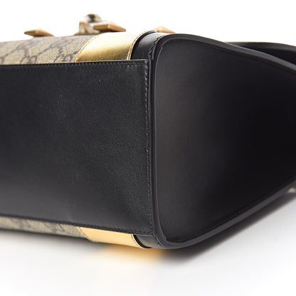 Gucci GG Supreme Monogram Small Osiride Top Handle Bag Black Gold 10 of 11