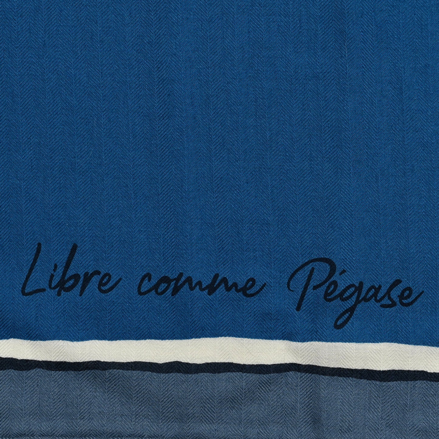 Cashmere Silk Libre Comme Pegase Shawl 140 Bleu Cobalt White