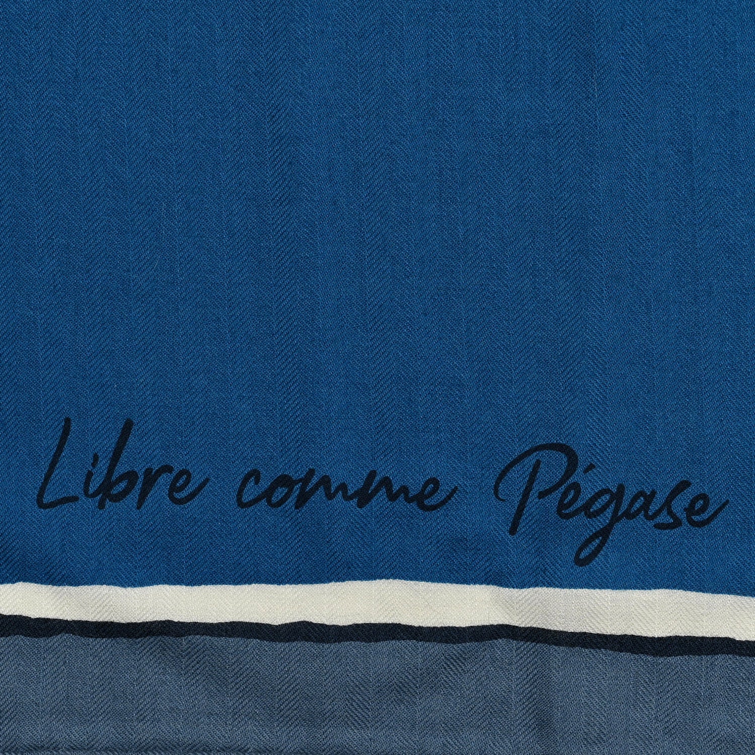 Hermes Cashmere Silk Libre Comme Pegase Shawl 140 Bleu Cobalt White 3 of 6