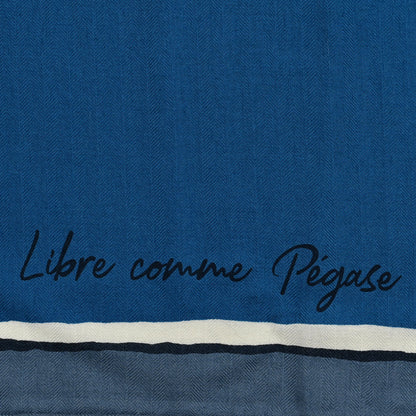 Hermes Cashmere Silk Libre Comme Pegase Shawl 140 Bleu Cobalt White 3 of 6