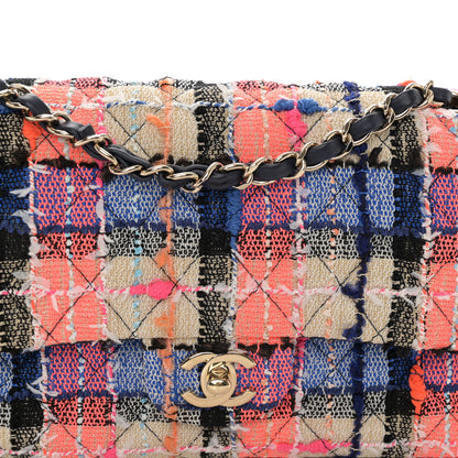 Chanel Tweed Quilted Medium Double Flap Blue Orange Yellow 8 of 11