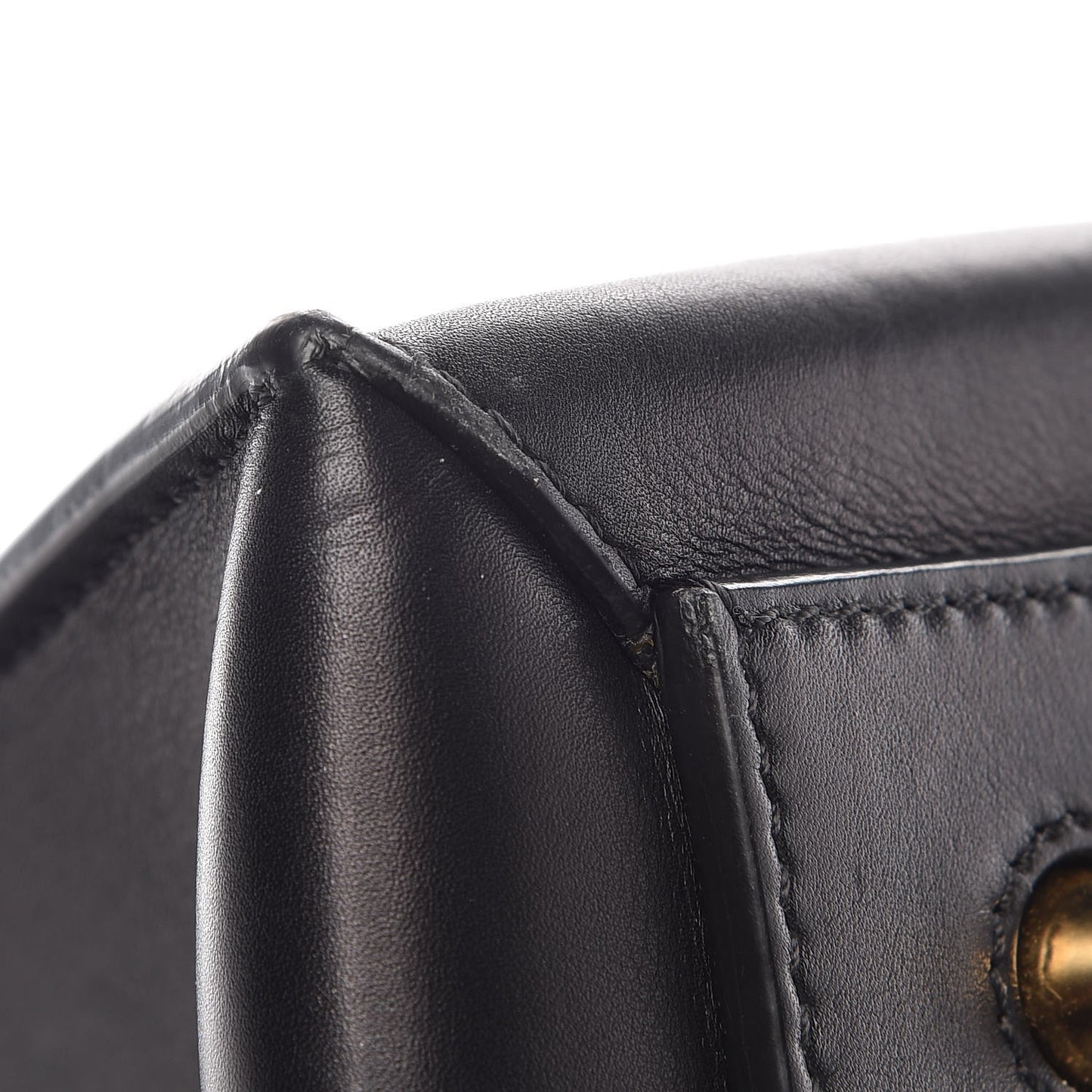 Smooth Calfskin Medium Bi-Color Edge Shoulder Bag Black Navy