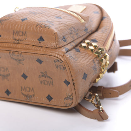 MCM Visetos Side Stud X-Mini Stark Bebe Boo Backpack Cognac 8 of 9