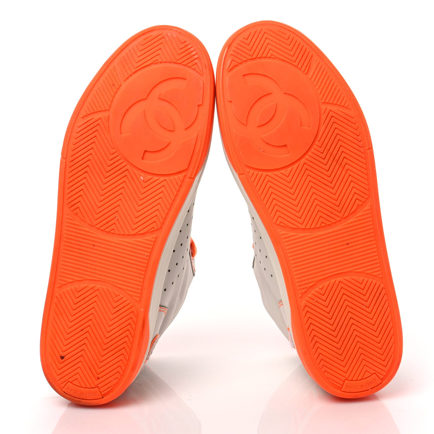 Calfskin Mens Logo High Top Sneakers 43 White Orange