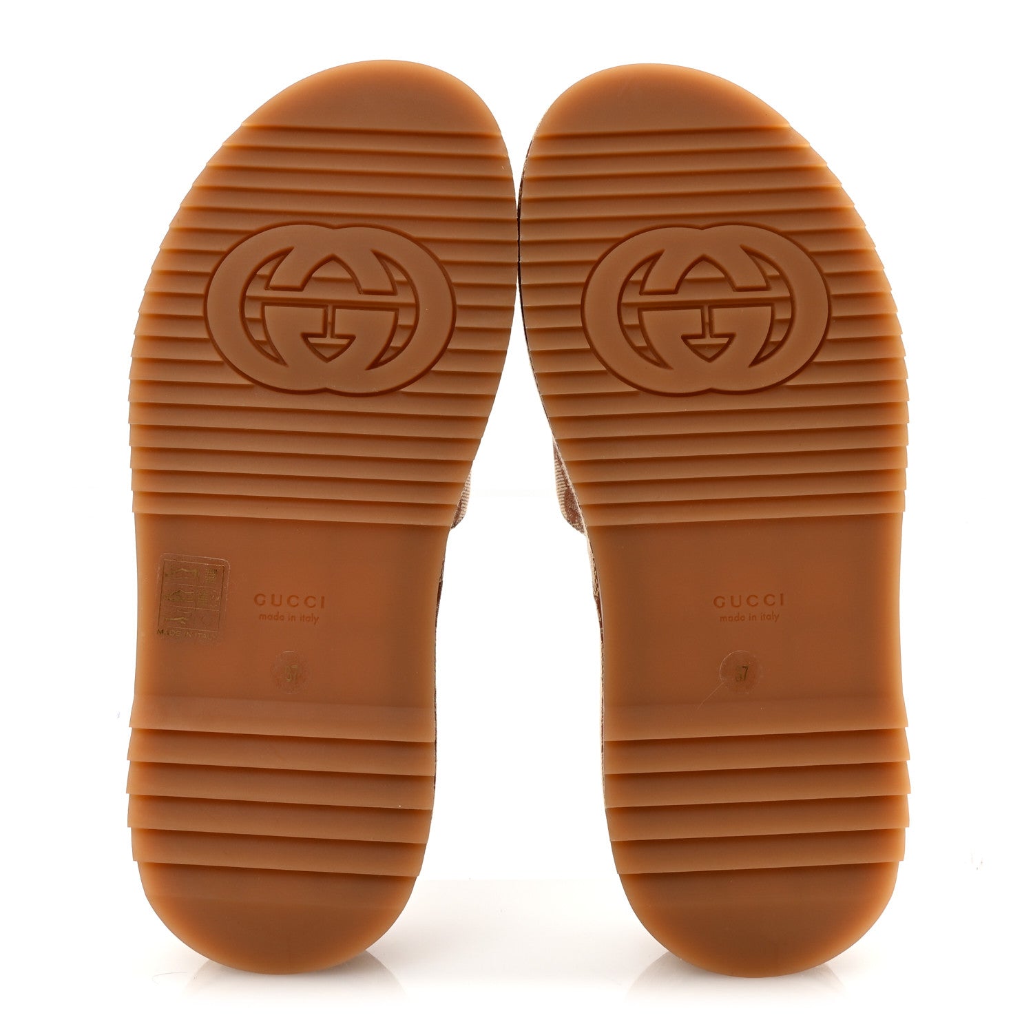 Gucci Canvas GG Monogram Angelina Platform Slide Sandals 37 Beige Ruggine 6 of 10